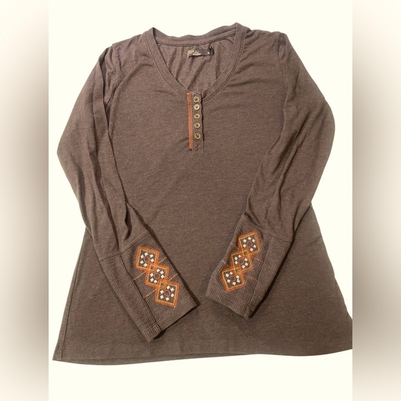 Prana Brown Embellished Tunic Top Size Small - Picture 6 of 8